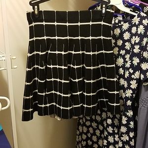 Black and white checked skirt